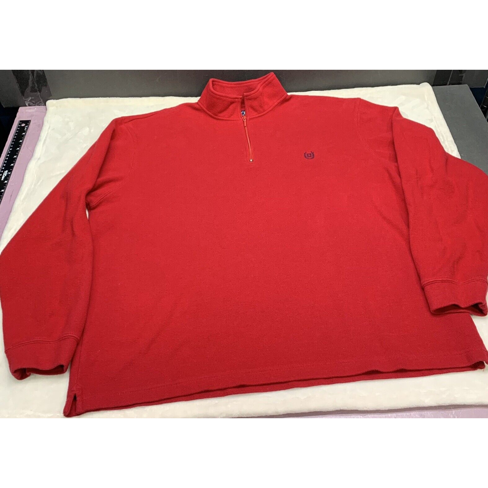 CHAPS MEN'S 1/4 ZIP UP RED SIZE XXL FLEECE SWEATER